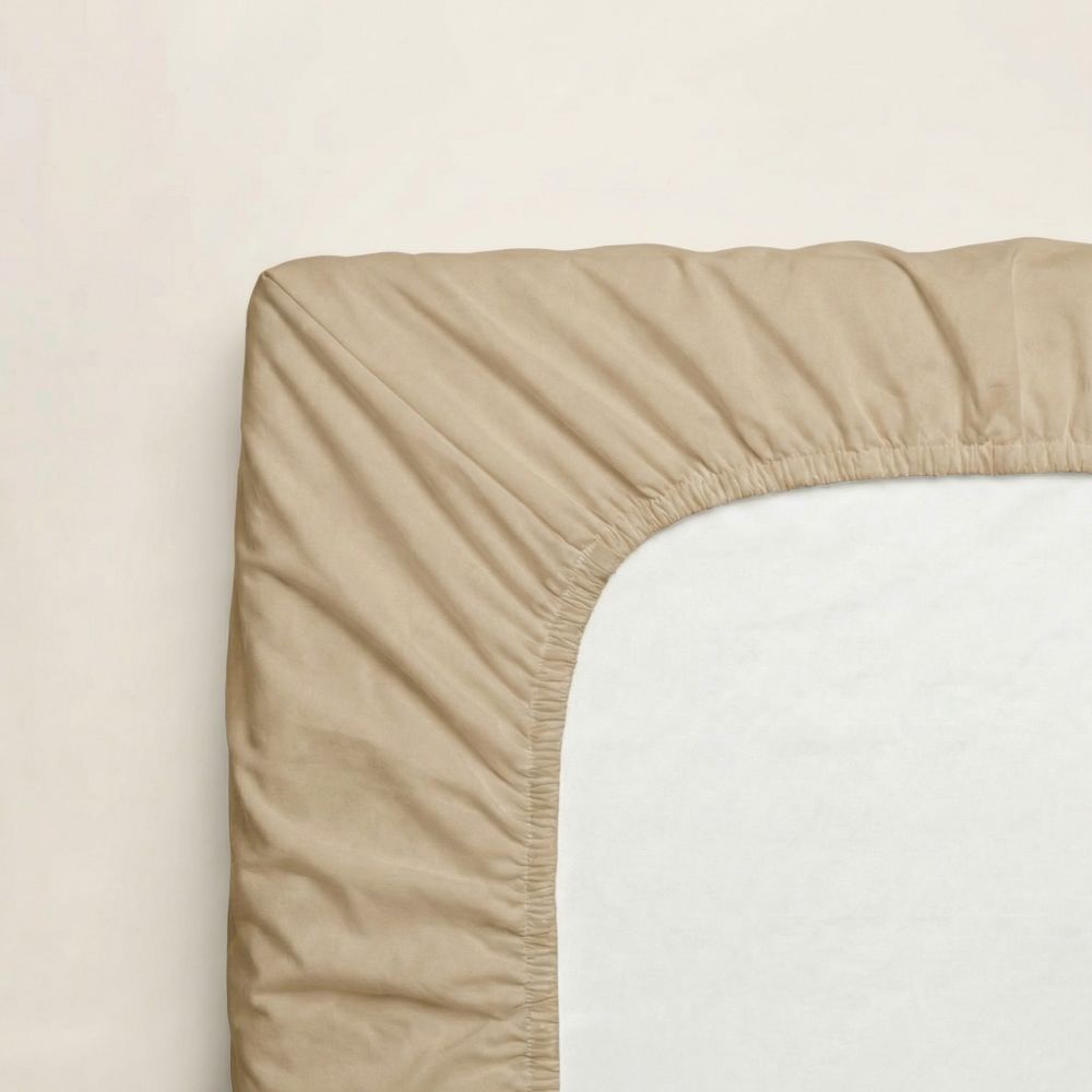 Saténové prostěradlo s gumou béžové, 140x200cm