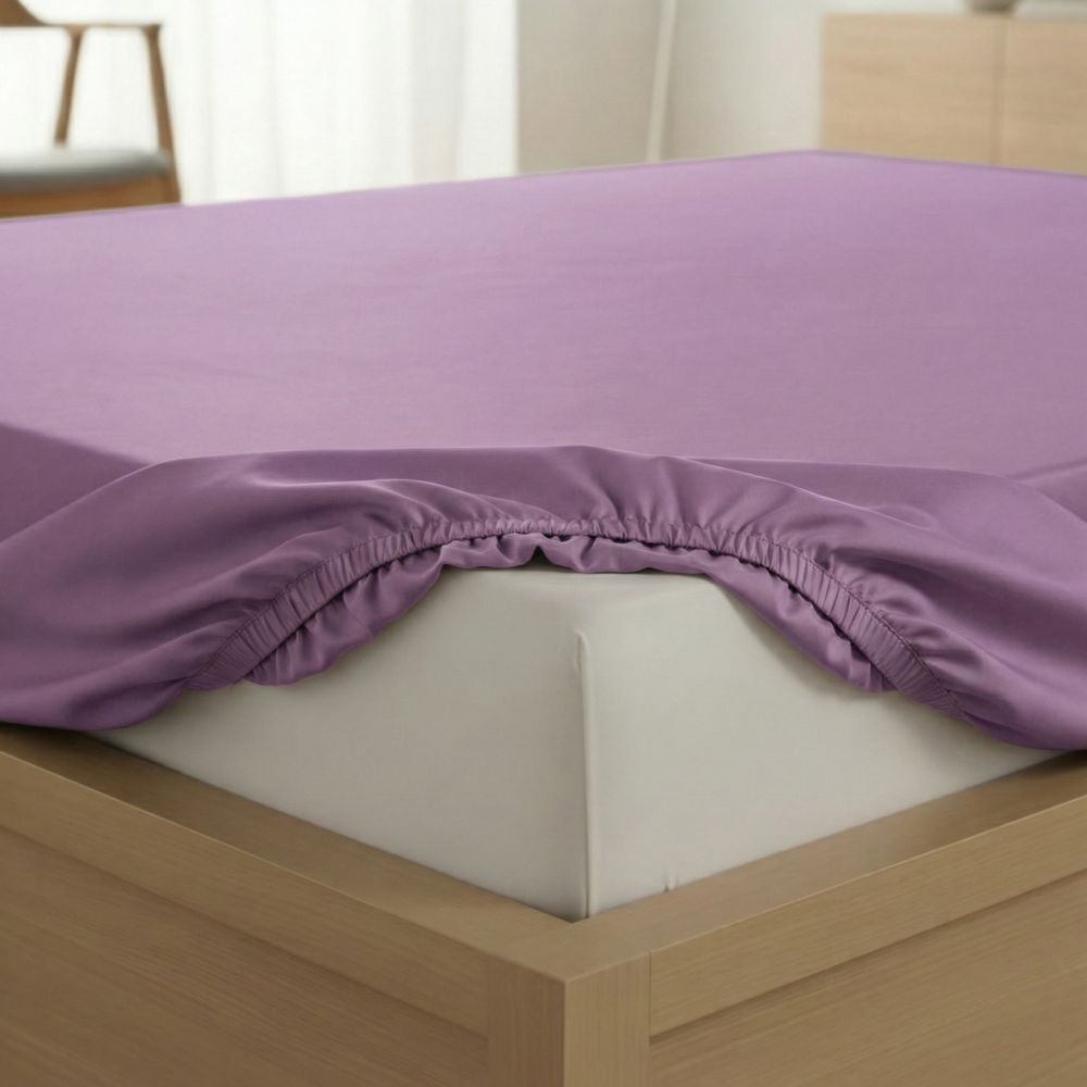 Saténové prostěradlo s gumou fialové, 140x200cm