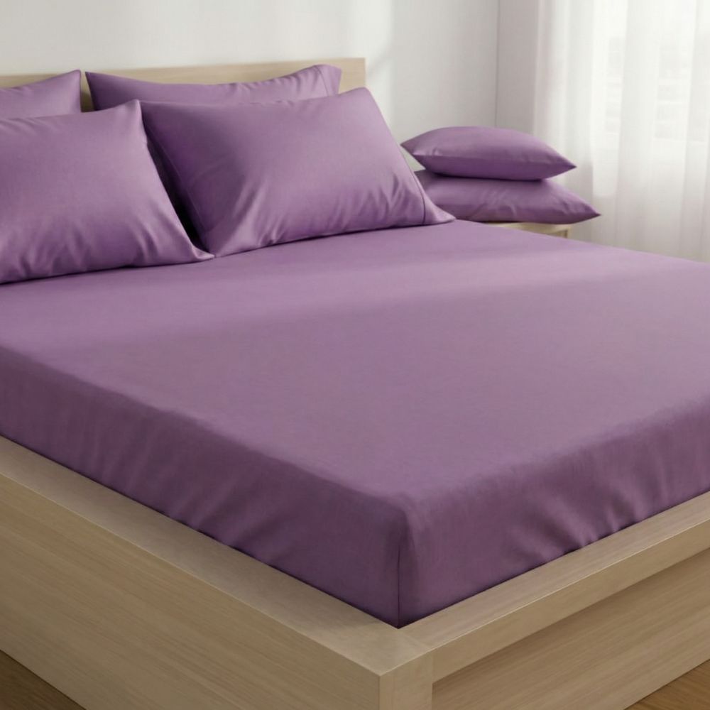 Saténové prostěradlo s gumou fialové, 140x200cm