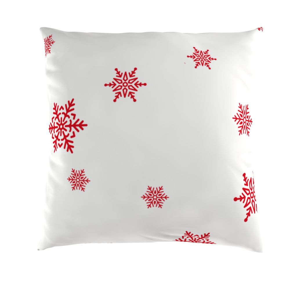 Vánoční povlak na polštář VLOČKY červené na bílém, 50x50cm